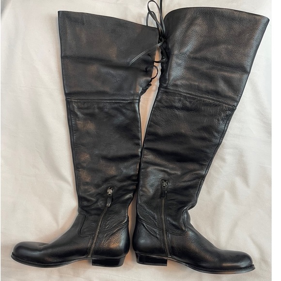 B. makowsky  Women’s Black Leather Over the knees Boots Size: 6 - Picture 4 of 15